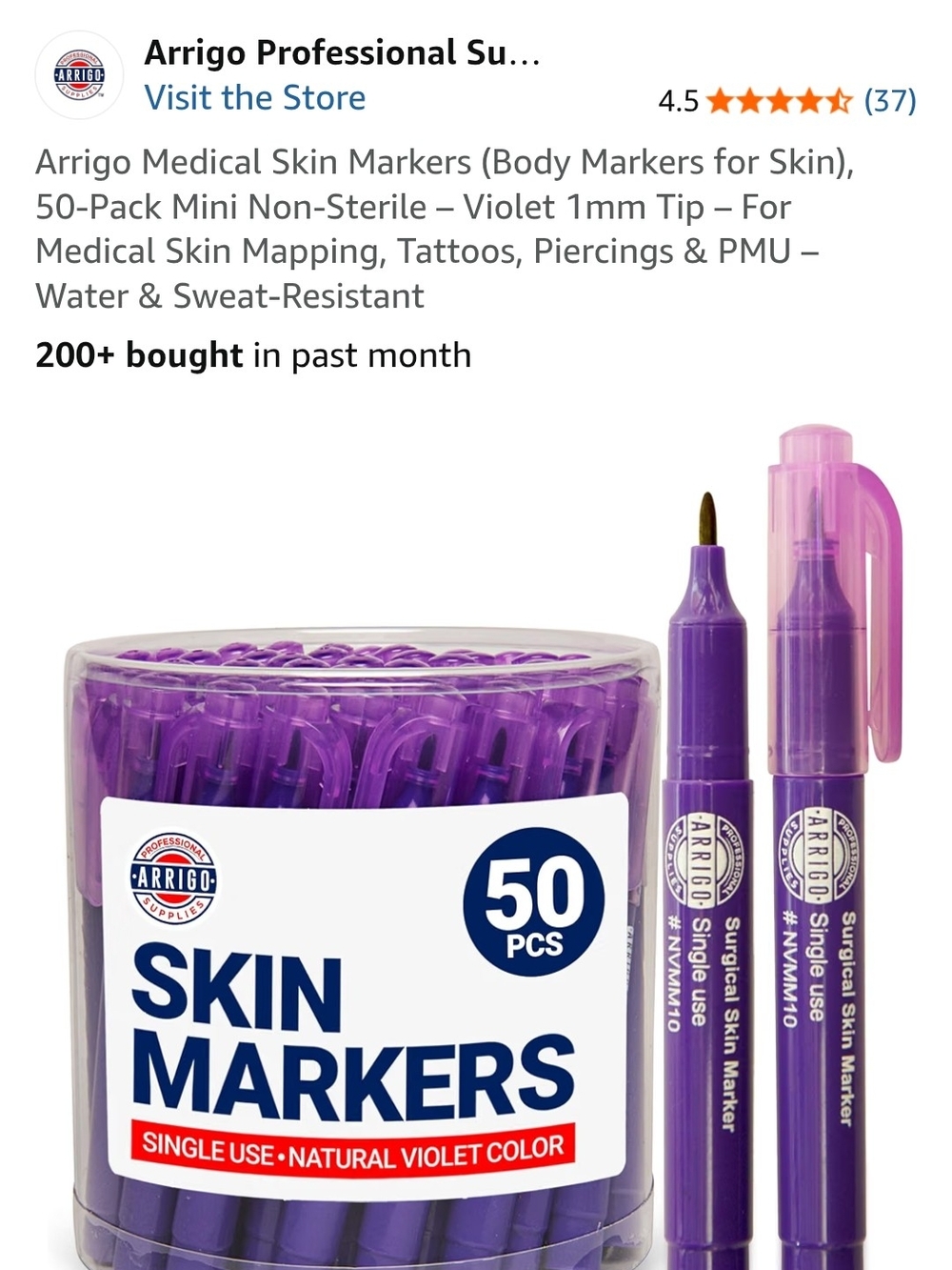 Violet Skin Markers — 50-Pack Medical Skin Marking Pens